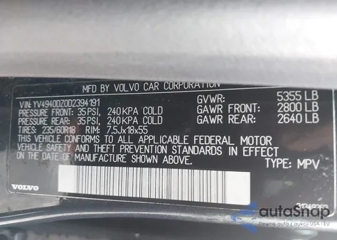 2013 Volvo Xc60 3.2/3.2 Platinum/3.2 Premier/3.2 Premier Plus from USA, damaged, VIN YV4940DZ0D2394191